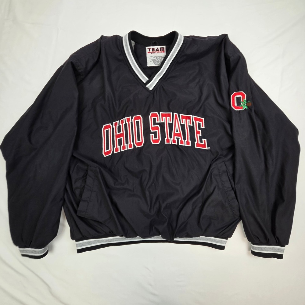 Team Edition Mens Ohio State Buckeyes Pullover XL Black Windbreaker Jacket VNeck